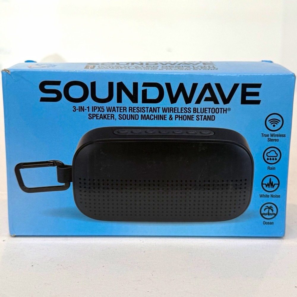 SOUNDWAVE 3-in-1 IPX5 Bluetooth Portable Speaker, Black TWS NEW IN BOX camping